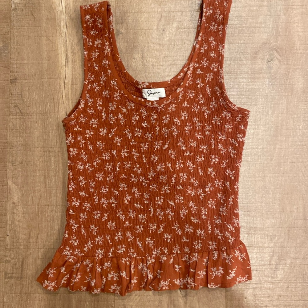 Adorable Ribbed smocked crop floral summer top tank